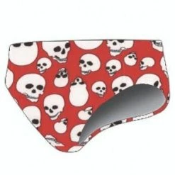 TS Swim Men's Swim Brief (Water Polo Cut) - Red With Skulls (24, 32, 36, 38)