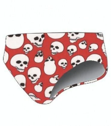 TS Swim Men's Swim Brief (Water Polo Cut) - Red With Skulls (24, 32, 36, 38) 3 TS Swim Men's Swim Brief (Water Polo Cut) - Red With Skulls (24, 32, 36, 38)