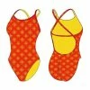 TS Swim Women's Crossback One Piece Swimsuit - Orange With Dots (26, 28, 30)