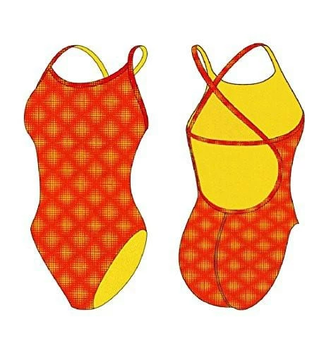 TS Swim Women's Crossback One Piece Swimsuit - Orange With Dots (26, 28, 30) 3 TS Swim Women's Crossback One Piece Swimsuit - Orange With Dots (26, 28, 30)
