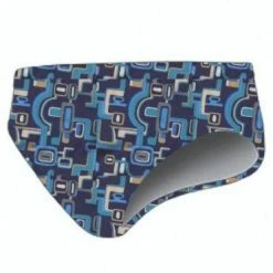 TS Swim Men's Swim Brief (Water Polo Cut) - Blue Geo Print (24, 26, 34)