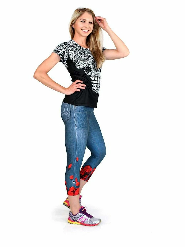 INKnBURN Women's Skull And Rose Tech Shirt, X-Small 6 INKnBURN Women's Skull And Rose Tech Shirt, X-Small - Image 4