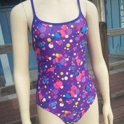 TS Swim Women's One-Piece Swimsuit - Purple With Bubbles (24, 26, 34)
