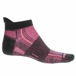 Wrightsock Stride Tab Socks, Black/Pink, Large