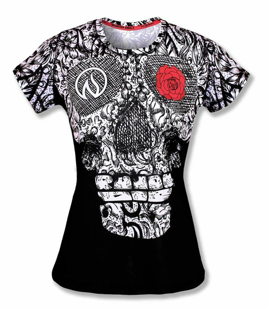 INKnBURN Women's Skull And Rose Tech Shirt, X-Small 3 INKnBURN Women's Skull And Rose Tech Shirt, X-Small