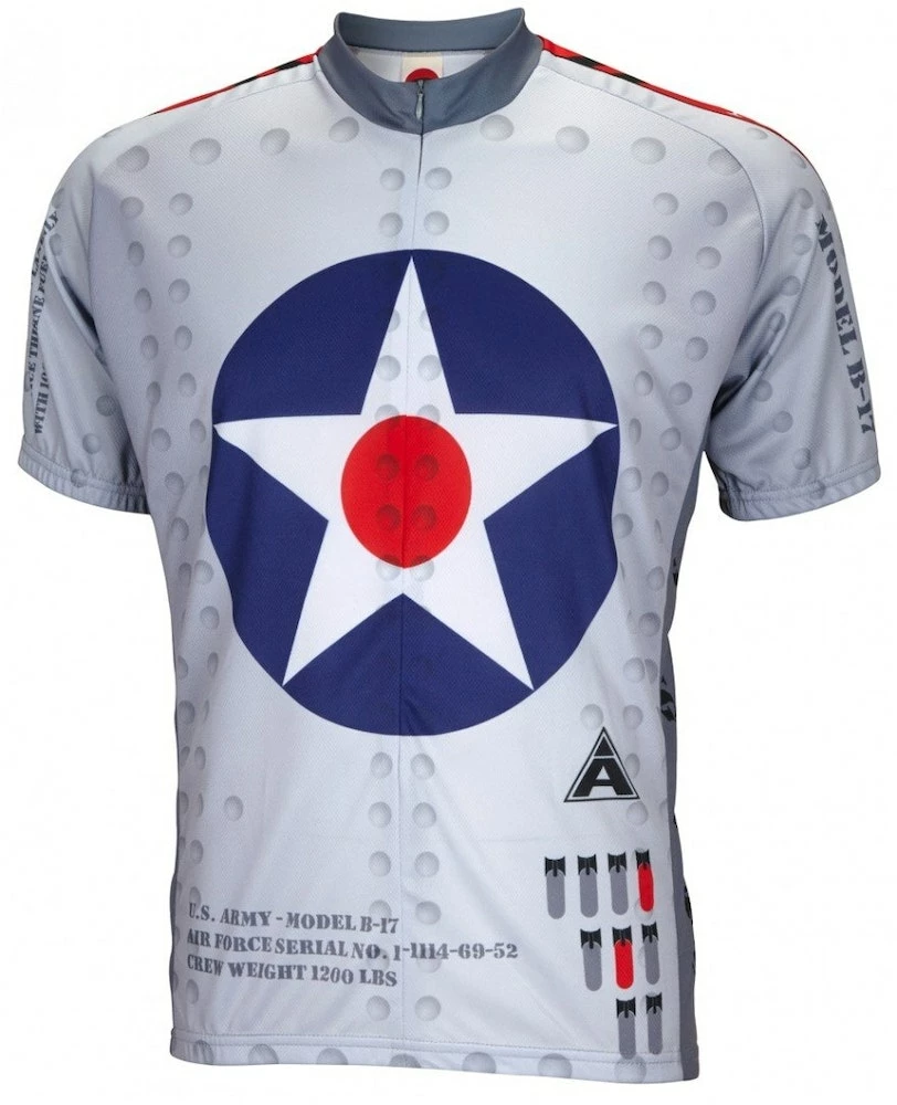World Jerseys B-17 Flying Fortress Cycling Jersey (S, M, L, XL, 2XL, 3XL) 3 World Jerseys B-17 Flying Fortress Cycling Jersey (S, M, L, XL, 2XL, 3XL)