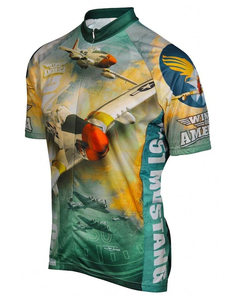 World Jerseys American P-51 Mustang Airplane Cycling Jersey 3 World Jerseys American P-51 Mustang Airplane Cycling Jersey