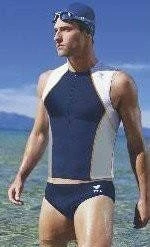 TYR Solid Male Singlet - Navy/Grey - Small