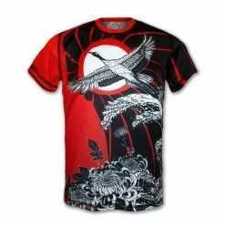 INKnBURN Men's Moonlit Crane Tech Shirt (S, M, XL, 2XL)